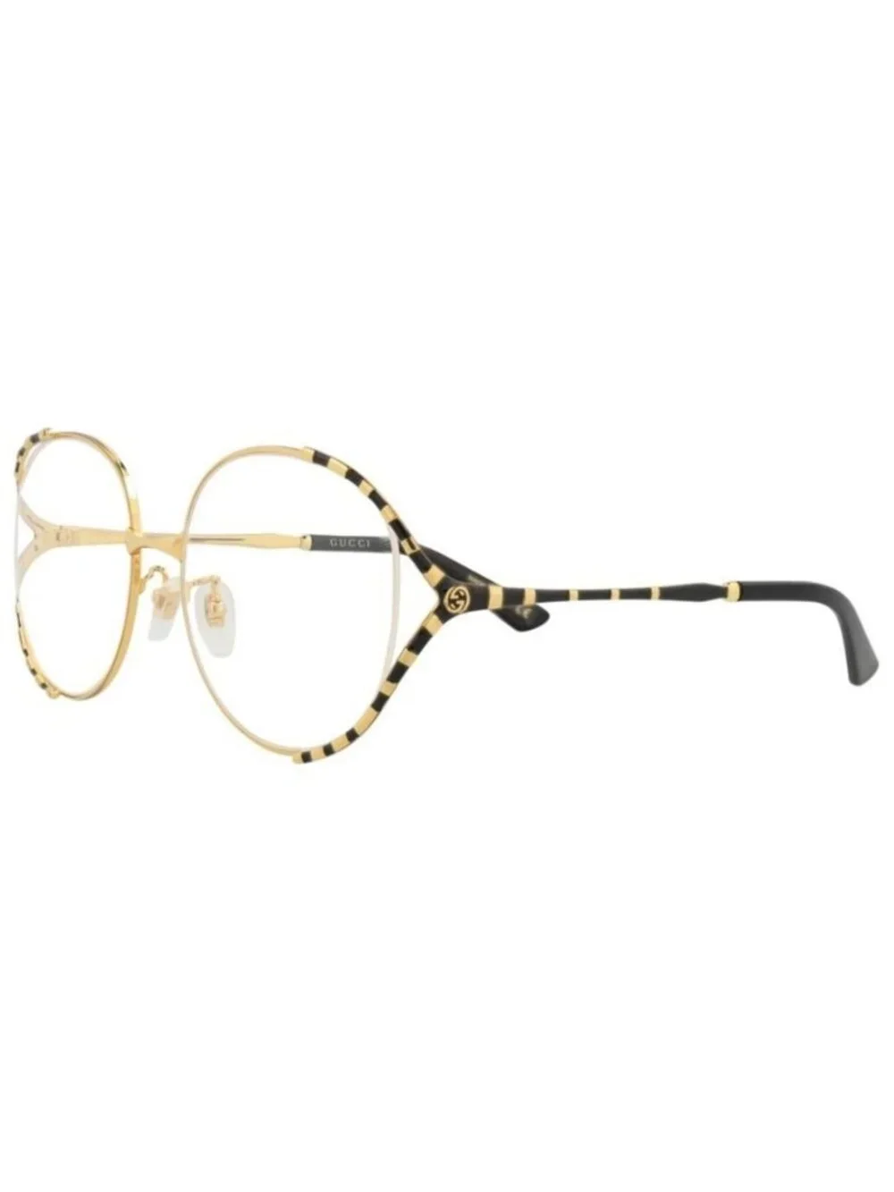 New Gucci Womens Round/Oval Gold Black Transparent Fashion Designer Eyeglasses